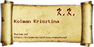 Kolman Krisztina névjegykártya